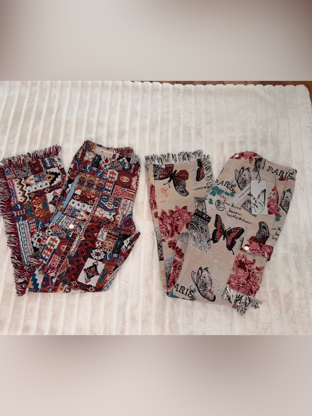 Muson Men’s Lot of 2 Tapestry Fringe Cargo Pants Size 40 Paris & Aztec NWT/NWOT